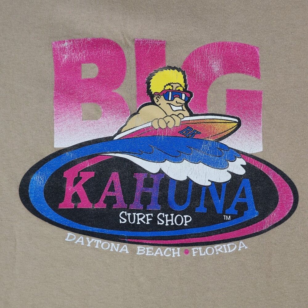 Vintage 90s Big Kahuna Surf Daytona Beach T-Shirt Single Stitch USA Size XL